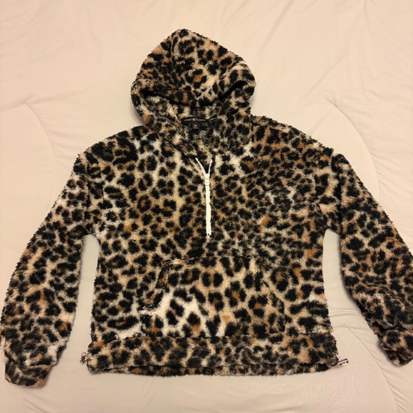 Almost Famous Tops - Leopard teddy quarter zip hoodie Medium